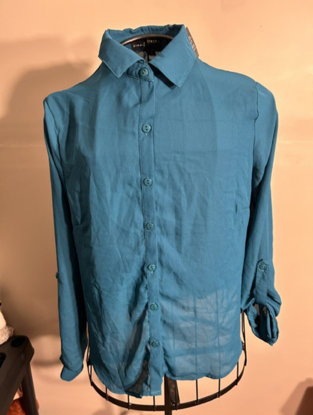 NEW womens size small shirt green long sleeved button up